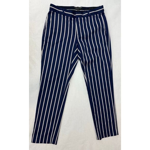 Twee Preppy Banana Republic Ryan Striped Dress Pants Trousers Navy 6 - Picture 1 of 8